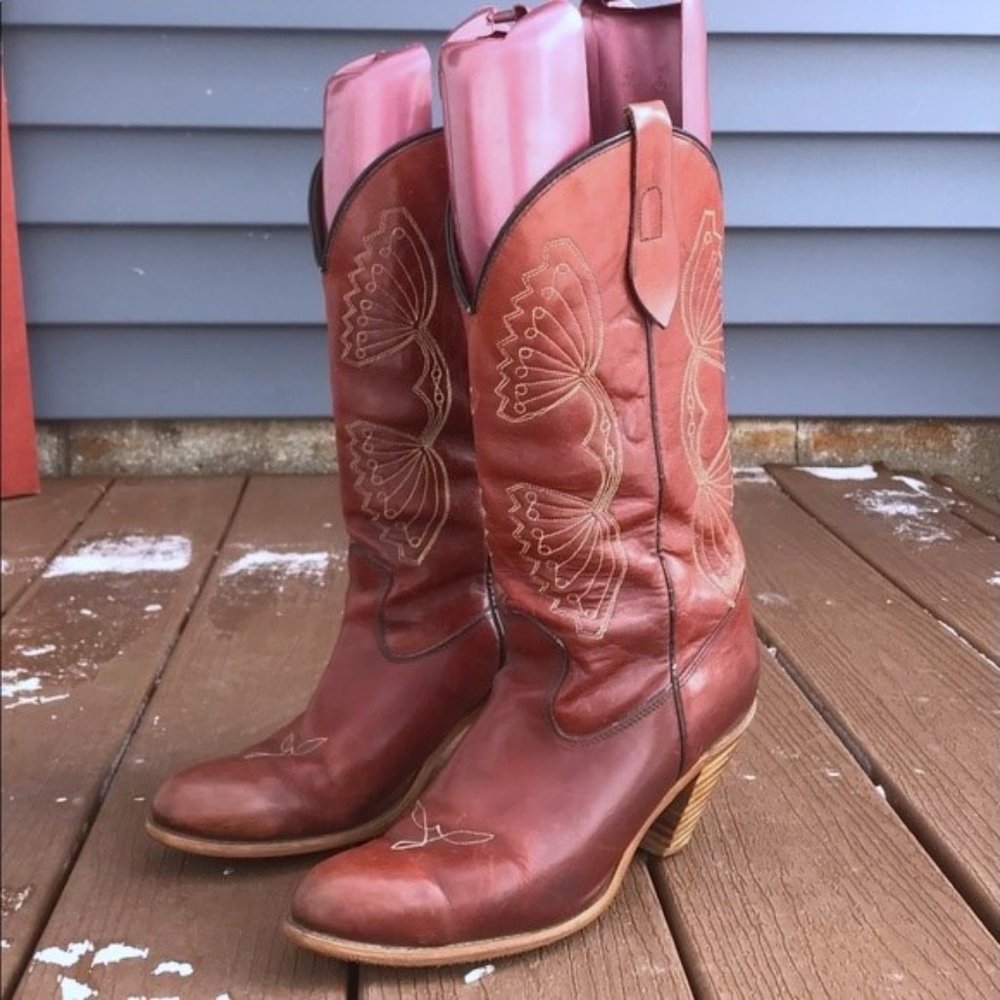 Vintage Capezio Cognac Leather Western Boots~10~